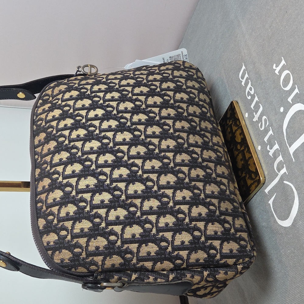 Dior Adjustable 2 Way shoulder strap 1970s Oblique canvas bag Collectable - Picture 11 of 17